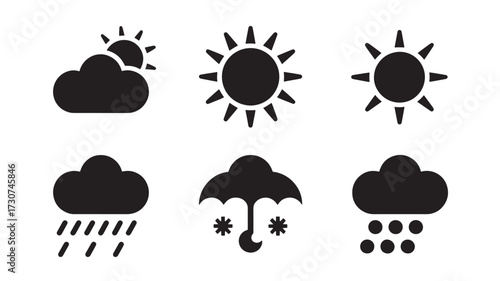 Weather icon set simple flat vector glyphs for weather forecast isolated on white background
