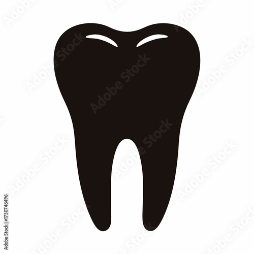 Isolated Black and White Illustration of a Human Tooth Shape