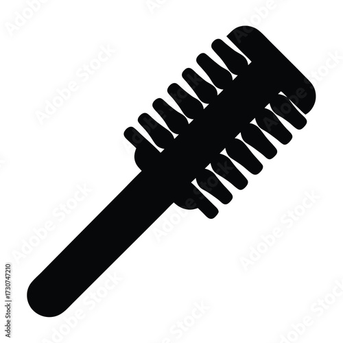Silhouette image of a radiator cleaning brush with bristles and handle