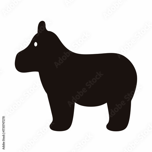 Silhouette of a simplified hippopotamus on a white background isolated