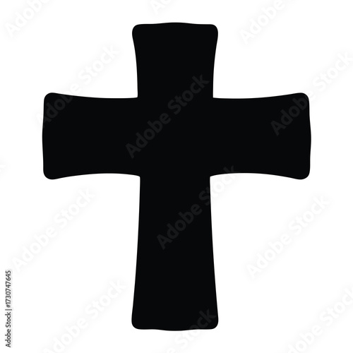 Simple Black Cross Isolated on White Background Symbolizing Faith and Religion