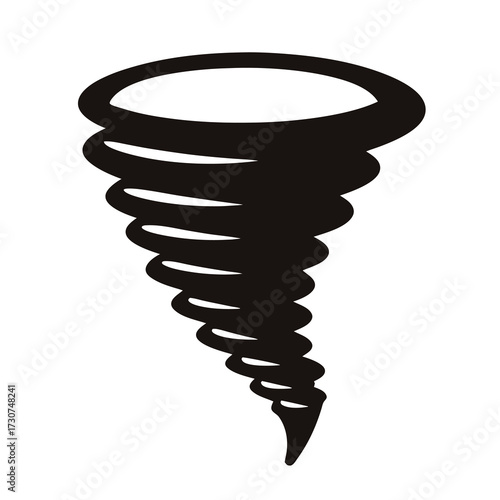 Stylized Black and White Tornado Drawing Against a White Background Illustrating Danger