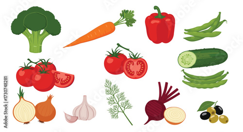 Fresh vegetables and ingredients for cooking a healthy meal.