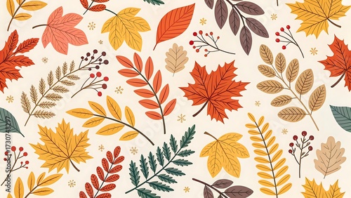 Seamless vector pattern with colorful autumn maple leaves