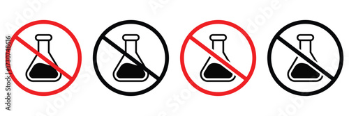 Chemical Free Prohibited Signs Vector Set – No Additives, Toxic, or Preservatives
 Safety Symbols Collection