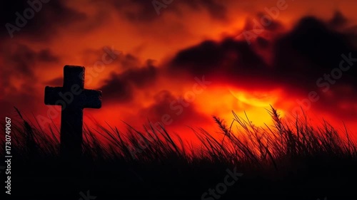 Explore a spooky cemetery during Halloween at sunset with eerie shadows and glowing skies filled with mystery