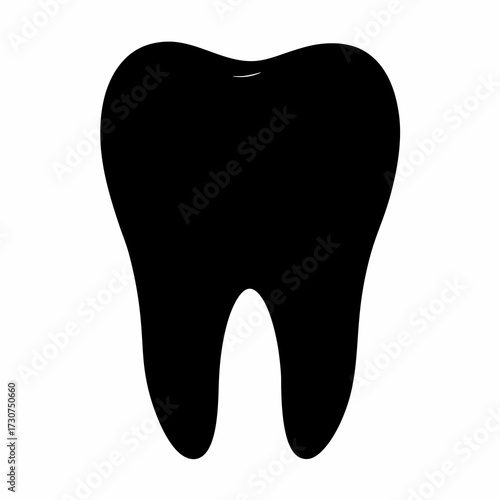Monochrome representation of a human molar tooth on a white background