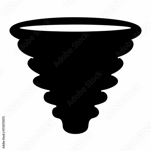 Stylized Black and White Tornado Silhouette Illustration for Weather Phenomena