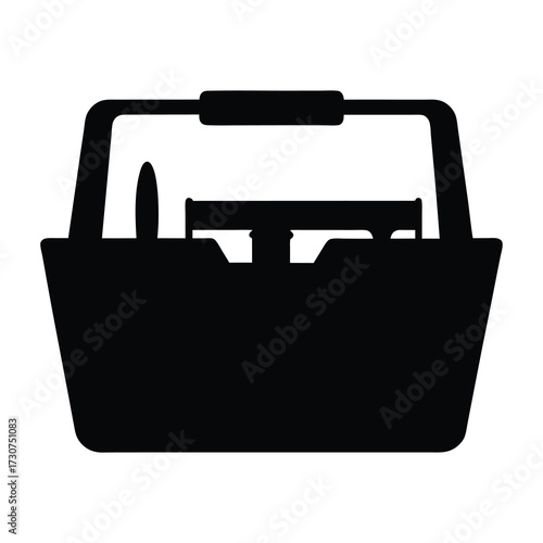 Black and white silhouette of a tool caddy used for storage solutions