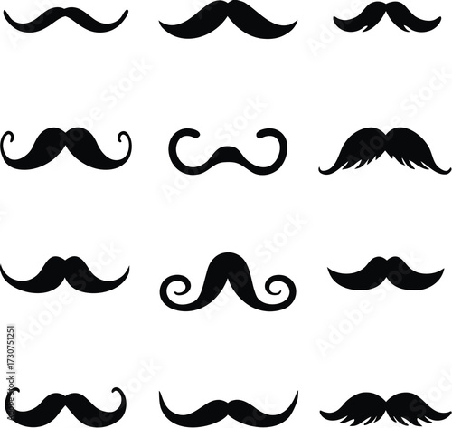 Mustache Icon Set. Vector set of hipster mustache 