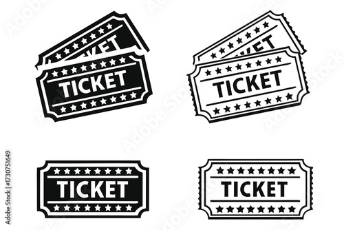 Ticket icon isolated on white background. Vector illustration. 