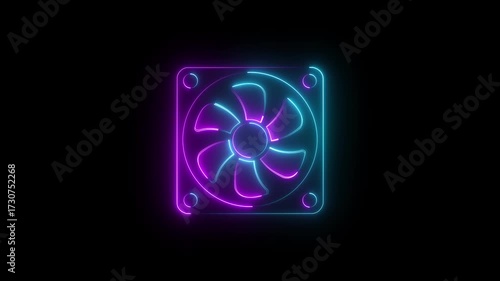 Wallpaper Mural Cooler fan spin. Air ventilation. Computer cooler PC hardware. ventilator icon animation. Exhaust fan with rotating blades. neon cooler icon isolated, black background. 4k motion graphic animation Torontodigital.ca