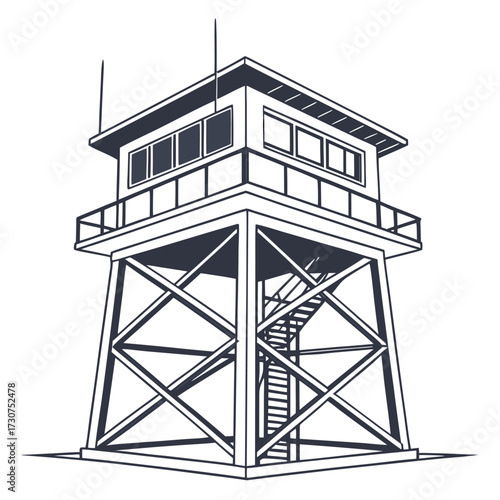 firewatch-tower-flat-illustration-isolated-on-whit.eps