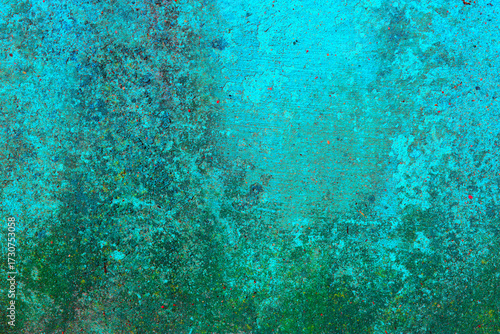 Turquoise Abstract Textured Background With Green Grunge Surface and Cracked ...