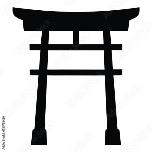 Minimalist silhouette of a traditional Japanese torii gate with clean lines