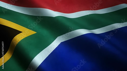 Closeup Shot of Waving Flag South Africa With Interesting Textures