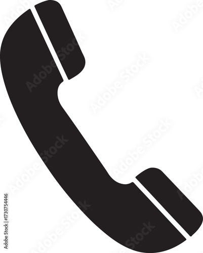 Black Silhouette of a Telephone Handset Keywords: telephone, phone, handset, communication, call