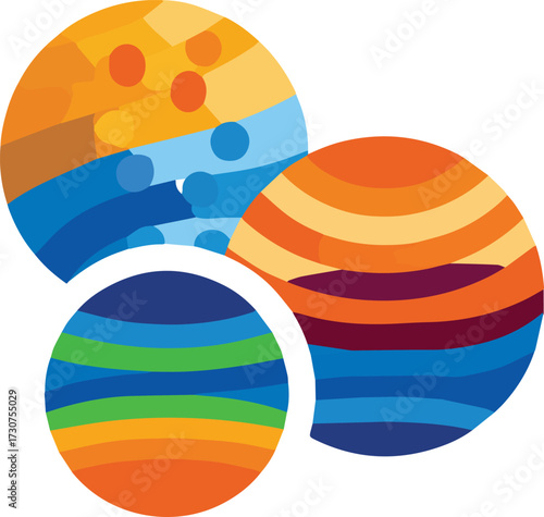Vector art of abstract colorful planets, a modern design for space theme