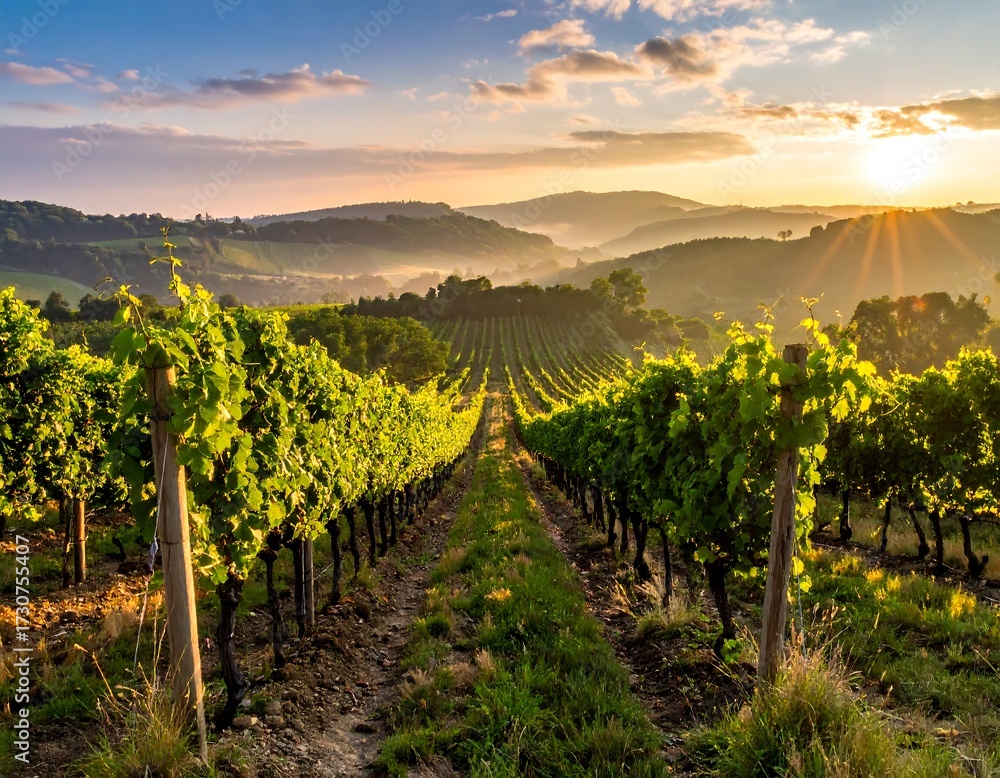 Fototapeta premium Vineyard at sunrise