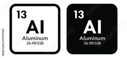 Aluminum, Al, chemical periodic element icon. The chemical element of the periodic table. Sign with atomic number. Aluminum element