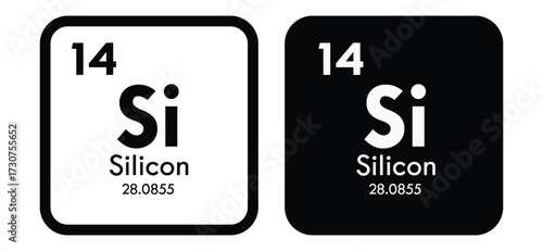Silicon, Si, chemical periodic element icon. The chemical element of the periodic table. Sign with atomic number. Silicon element