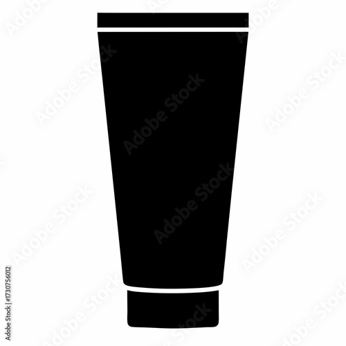 Black silhouette of a tube container with an elongated body shape