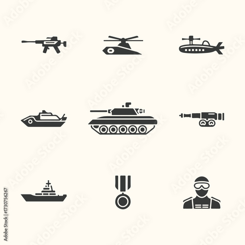 Vector art of a graphic illustration of a golf club, golf ball on a tee, and a flag on a pole with a hole, representing the sport of golf and its equipment, isolated on a light beige background