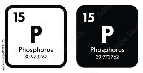 Phosphorus, P, chemical periodic element icon. The chemical element of the periodic table. Sign with atomic number.