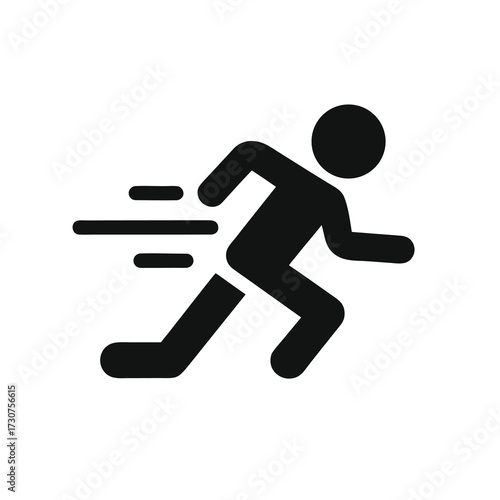 man fast run icon in flat style, athletics, marathon, rush symbol vector illustration 