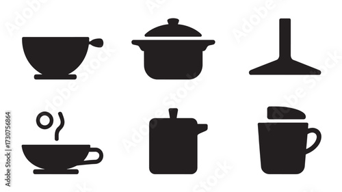 Set of kitchenware icons simple black glyph vector design perfect for cooking apps and culinary websites