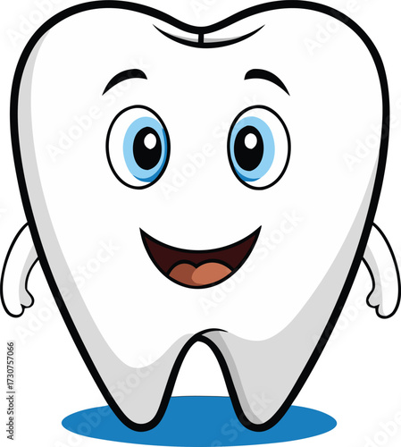 Happy Cartoon Tooth with Smile Cute Dentist Dental Care Vector Illustration, World Smile Day