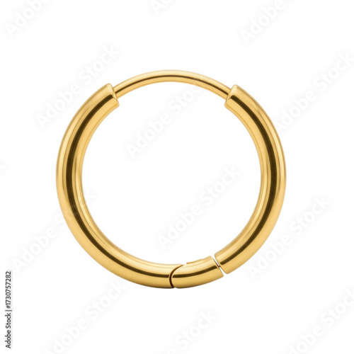 Polished gold hoop earring with clasp isolated on a transparent background jewelry accessory