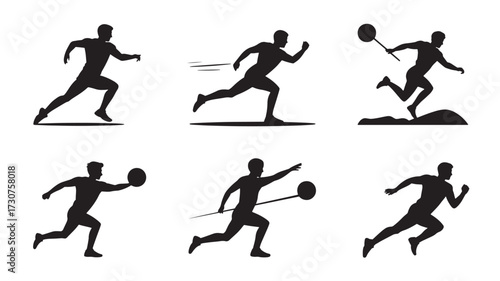 Wallpaper Mural Set of running man silhouettes vector illustration of sport activity isolated on white background for graphic design elements Torontodigital.ca