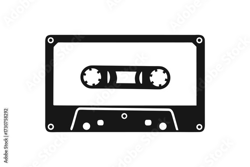 Old music cassette tape icon in flat style, isolated on white background, Retro music audio cassette, vector illustration 