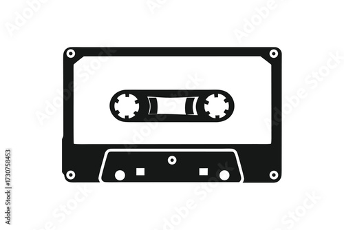 Old music cassette tape icon in flat style, isolated on white background, Retro music audio cassette, vector illustration 