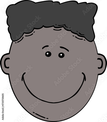 Smiling Black Man with Short Curly Hair