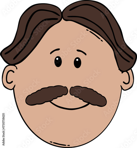 Smiling Man with Moustache Head