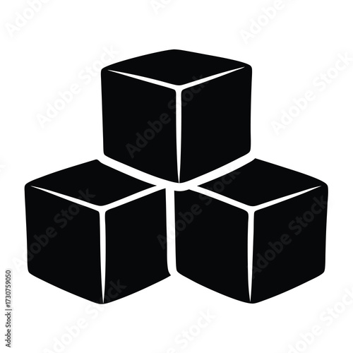 Three solid black cubes arranged in a pyramid like configuration