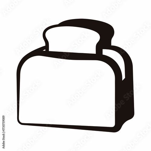 Retro style toaster with two slices of bread illustration in black and white