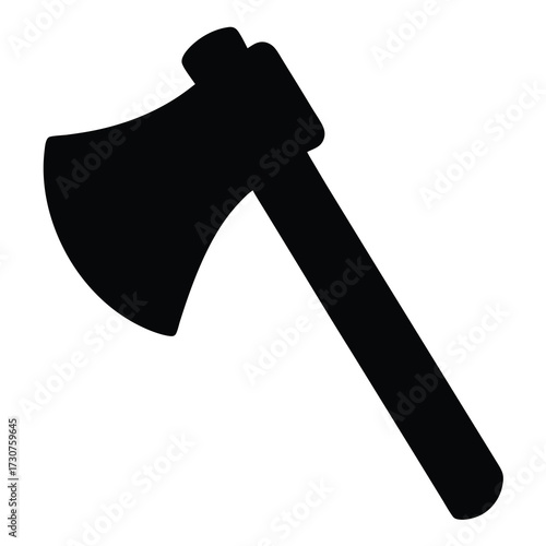 Simple and clear black and white image of an axe silhouette
