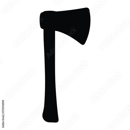 Simple vector silhouette image of a classic single bit axe tool