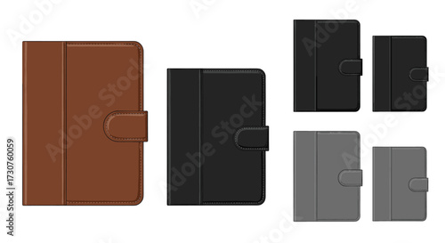 Elegant leather folio case with secure snap closure and card slots for everyday device protection.