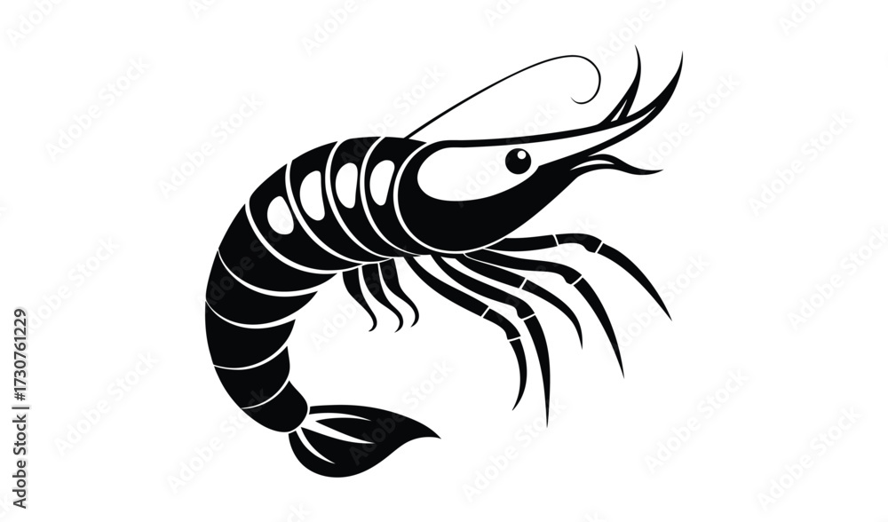 Fototapeta premium Black and white shrimp isolated on white background