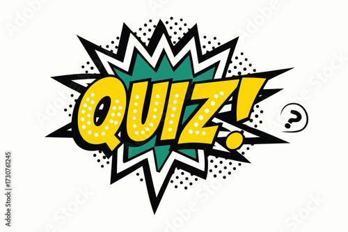 Quiz in comic pop art style. Quiz game icon . Vector illustration eps 10 