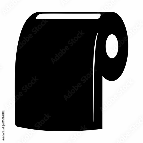 Minimalist Silhouette Depiction of a Roll of Toilet Paper with Clean Lines