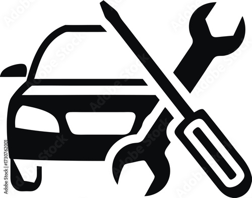 car service - black vector icon Illustration 