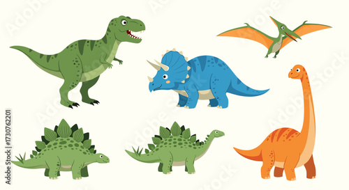 A collection of prehistoric creatures from the dinosaur age.