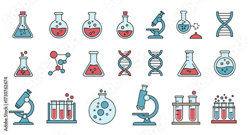 A collection of scientific laboratory equipment and molecular models.
