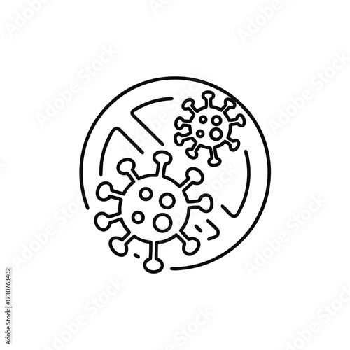 Antiviral antibacterial coronavirus icon in line style. Coronavirus 2019 nCov virus stop signs, health protection, hand sanitizer labels 