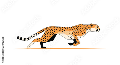 An elegant cheetah runs fast across a plain.